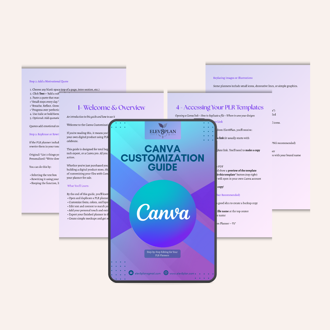 Canva Customization Guide – How to Edit and Resell Your PLR Planner